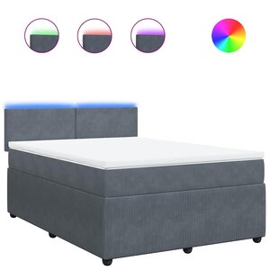 vidaXL Sommier à lattes de lit et matelas Gris foncé 140x190cm Velours