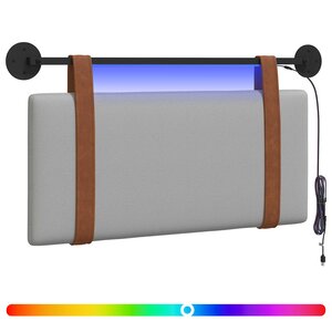 vidaXL Tête de lit suspendue Avec lumière LED Gris nuage PU antique