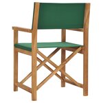 Vidaxl chaise pliable de metteur en scène bois de teck solide vert