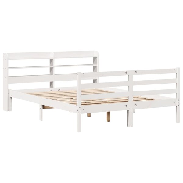 vidaXL Cadre de lit avec tête de lit blanc 120x200 cm bois pin massif