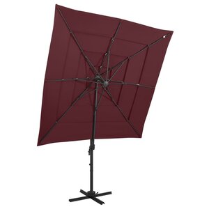 vidaXL Parasol de jardin à 4 niveaux mât en aluminium rouge bordeaux