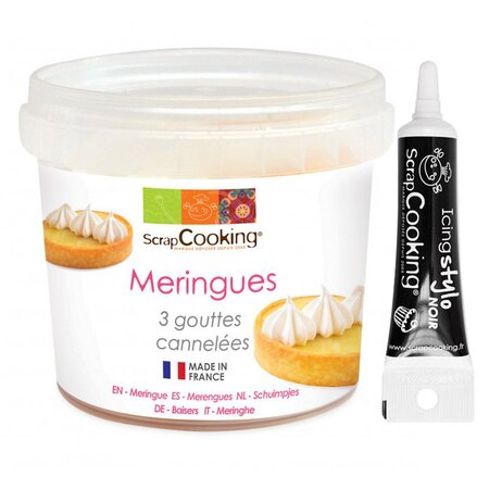 Meringues 3 gouttes cannelées 40 g + Stylo de glaçage noir