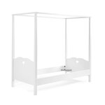 AMORI Lit simple à baldaquin  90x200cm laqué blanc + sommier