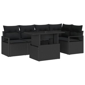 vidaXL Ensemble de canapé de jardin 6 Pièces Noir 100 x 55 x 73 cm