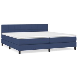 vidaXL Sommier à lattes de lit avec matelas Bleu 200x200 cm Tissu