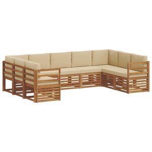 vidaXL Ensemble de canapé d'angle avec coussin 9 Pièces Naturel et Beige