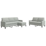 vidaXL Ensemble de canapés 3 Pièces avec coussins Gris clair Velours