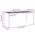 vidaXL Table de salle à manger 180x90x75 cm en bois massif d'acacia