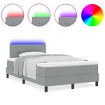 vidaXL Lit avec sommier et matelas & LED gris clair 120x190 cm en tissu