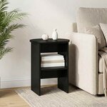 vidaXL Meuble d'appoint Noir Ø40 x 50 cm Bois d’ingénierie