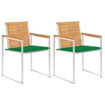 vidaXL Chaises de jardin avec coussins 2 Pièces Teck solide et acier