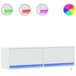 vidaXL Meuble TV mural avec lumières LED blanc 140x31x38 cm