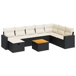 vidaXL Salon de jardin 9 Pièces avec coussins noir résine tressée