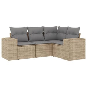 vidaXL Salon de jardin avec coussins 4 Pièces beige résine tressée