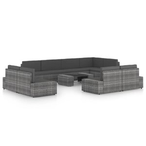 Salon de jardin meuble d'extérieur ensemble de mobilier 10 pièces avec coussins gris résine tressée 02_0015046