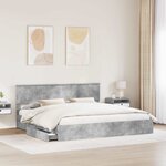 vidaXL Lit de Rangement Gris béton 200 x 200 cm Bois d'ingénierie