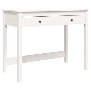 Bureau table poste de travail meuble d'ordinateur informatique étude avec tiroirs 100 x 50 x 78 cm bois massif de pin blanc 02_0023464