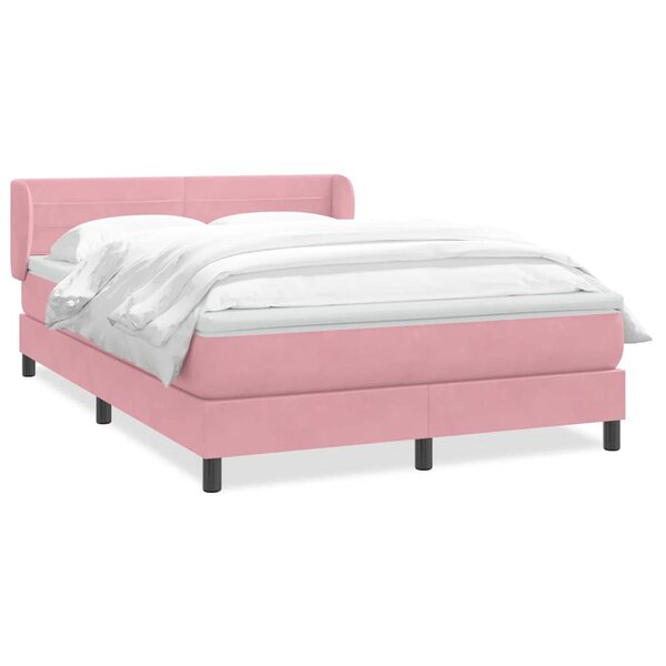 vidaXL Sommier à lattes de lit avec matelas rose 160x220 cm velours