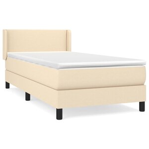 vidaXL Sommier à lattes de lit avec matelas Crème 90x200 cm Tissu
