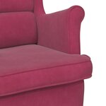 vidaXL Fauteuil à bascule à oreilles en velours rouge vin bois massif