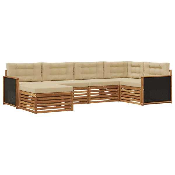 vidaXL Ensemble de canapés d'extérieur 6 Pièces Naturel et Beige