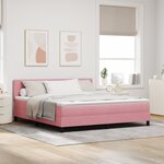vidaXL Lit à ressorts avec matelas & LED rose 180x200 cm en velours
