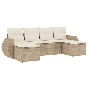 vidaXL Salon de jardin avec coussins 6 Pièces beige résine tressée