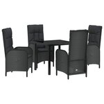 vidaXL Ensemble de salle à manger pour jardin 5 Pièces Noir Poly rotin