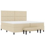vidaXL Lit à ressorts avec tête de lit Crème 200 x 200 cm tissu