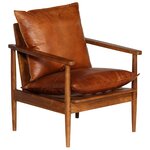 vidaXL Fauteuil Marron Cuir véritable avec bois d'acacia