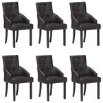 vidaXL Chaises à manger lot de 6 noir cuir de chèvre véritable
