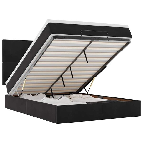 VidaXL Cadre de lit ottoman avec matelas noir 140x200 cm velours