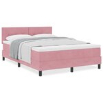Lit à ressort vidaXL avec matelas Rose 160x200 cm Velours