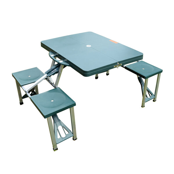 Table de camping pique nique pliante portable 4 personnes 85L x 65l x 65H cm aluminium plastique vert