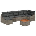 vidaXL Canapé de jardin en 8 pièces avec coussins gris poly rattan acacia