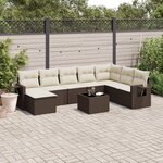 vidaXL Salon de jardin avec coussins 9 Pièces marron résine tressée