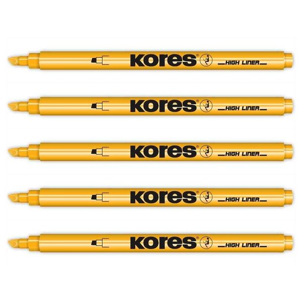 Surligneur Stylo Pointe biseautée 0 5-3 5mm Orange x 5 KORES