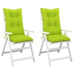 vidaXL Coussins de chaise de jardin à dossier haut lot de 2 vert vif