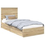 vidaXL Lit de Rangement Chêne Sonoma 90 x 200 cm Bois d'ingénierie