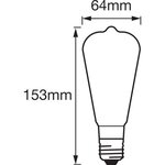 Ledvance ampoule smart+ bluetooth edison fil or  53w e27 puissance variable