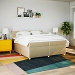 vidaXL Sommier à lattes de lit avec matelas Crème 200x200 cm Tissu