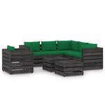 vidaXL Salon de jardin 8 Pièces avec coussins Bois imprégné de gris