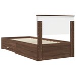 vidaXL Cadre de lit avec tiroir Chêne Marron et Argent 90 x 190 cm
