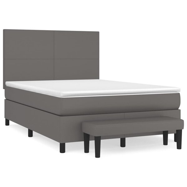 vidaXL Sommier à lattes de lit avec matelas Gris 140x200 cm Similicuir