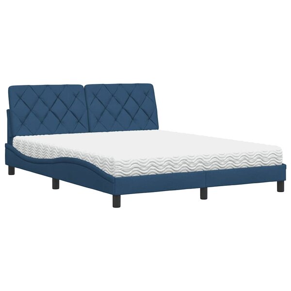 vidaXL Lit avec matelas bleu 160x200 cm tissu