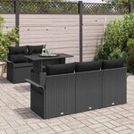 vidaXL Ensemble de canapé de jardin avec coussin 6 Pièces Noir polyrotin