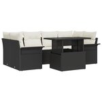 vidaXL Ensemble Canapé de Jardin 7 Pièces avec Coussins Noirs en Rattan Synthétique