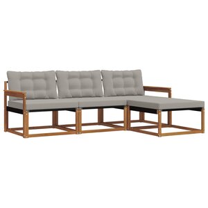 vidaXL Ensemble de canapés d'extérieur 4 pc Naturel et gris clair