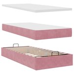 vidaXL Cadre de lit ottoman avec matelas rose 100x200 cm velours