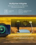 Bureau gaming avec lumières led et multiprise bureau informatique avec support d'écran table avec rangement 2 tiroirs 2 ports usb pour bureau noir boisé 12_0004639